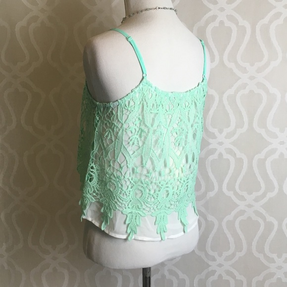 *CLEARANCE* Ice Green Crochet Cami Top - Picture 6 of 6